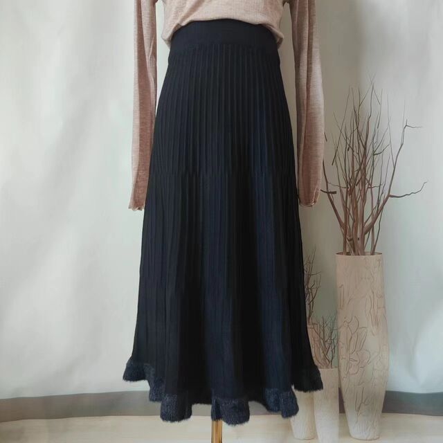 2023 Autumn and Winter New High Waist Skirt Solid Color Swing Skirt A-Line Pleated Mid-Length Korean Style Long Skirt for Women
