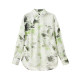NANASTORE Floral Shirt for Women's Spring New Retro Long Sleeve V-neck Shirt Chinese Top One Shoulder Loose