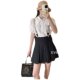 Spring and summer Korean new model of strap A-type pleated skirt skirt short skirt women's mini skirt A-line skirt slim black