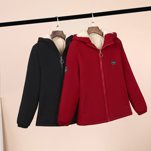 Cotton coat and cotton jacket for women in winter plus velvet thickened jacket for women 2024 new fashionable lamb fur short cotton jacket for women