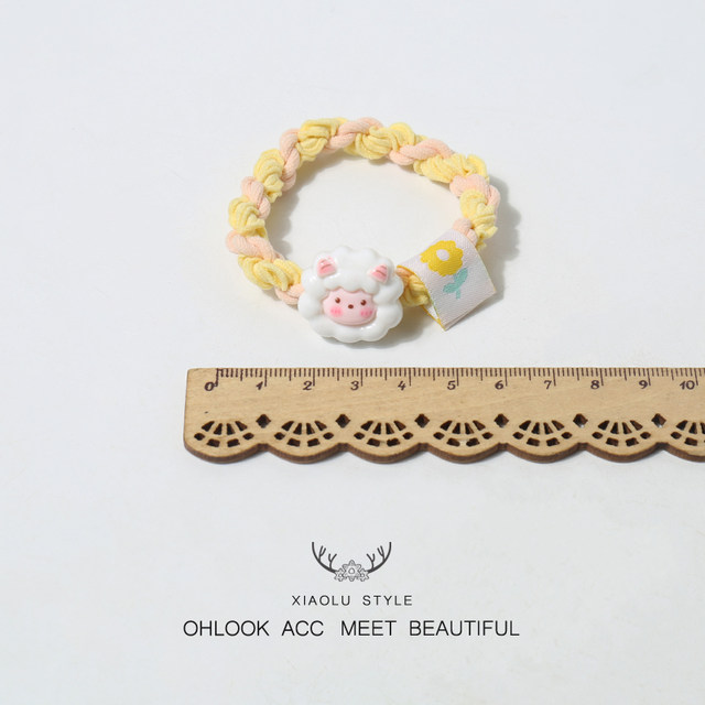 Sunflower lamb yellow hair braided hair rope in autumn and winter cute couple giving best friend hair rope hair accessories simple

