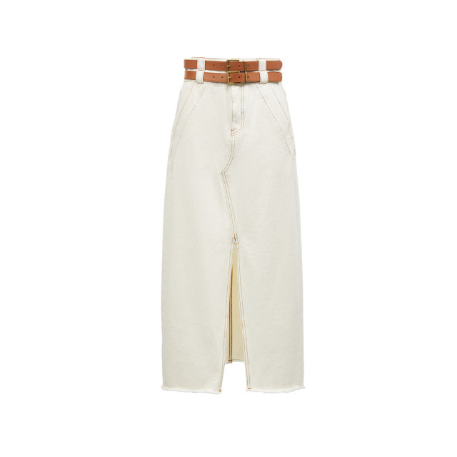 Zone x Vero Moda skirt 25 spring and summer street punk style high waist open fur wash denim skirt