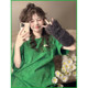 Summer new Korean version of American advanced cotton round neck versatile fashion green short sleeve top
