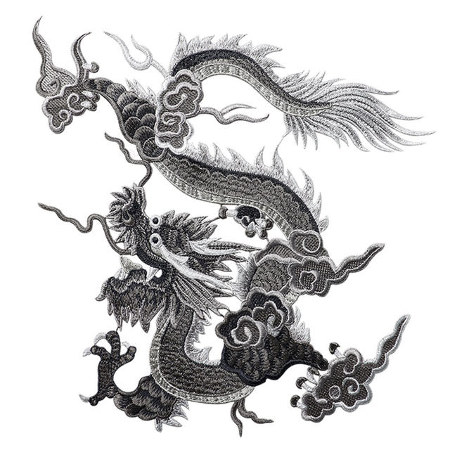 Chinese wind dragon embroidery stickers large Tengyun driving foggy ...