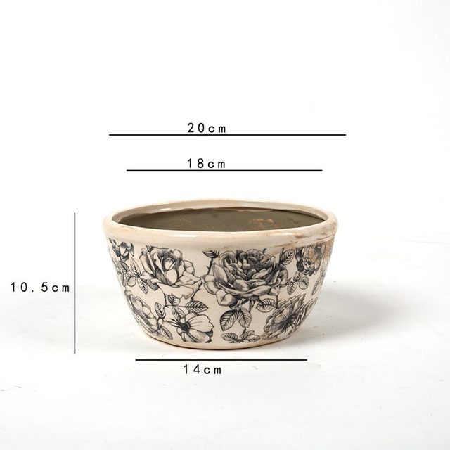 
Central and Northern European creative ceramic ice-cracked potted succulent green plants glazed pots decals retro pastoral home gardening soft decoration