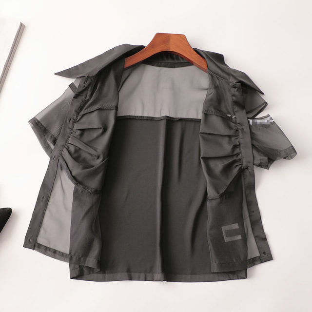 243489 Summer shirt Shenzhen women's mid-length short-sleeved collar
