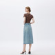 2025 spring and summer denim skirt elegant and casual high-waisted high-slim front button midskirt
