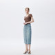 2025 spring and summer denim skirt elegant and casual high-waisted high-slim front button midskirt
