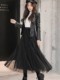 Internet celebrity gauze skirt women's skirt slim pleated temperament skirt draped mesh a-line high waist 2025 new elastic retro
