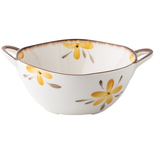 The end of the alley is a good place to take the double-eared soup bowl, irregular large soup bowl, double-eared bowl, Japanese-style ceramic ramen bowl