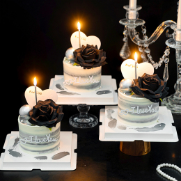 214 Valentine's Day Beautiful Cake Decoration Simulation Black Rose Setup Couple Confesses Embossed Love Card