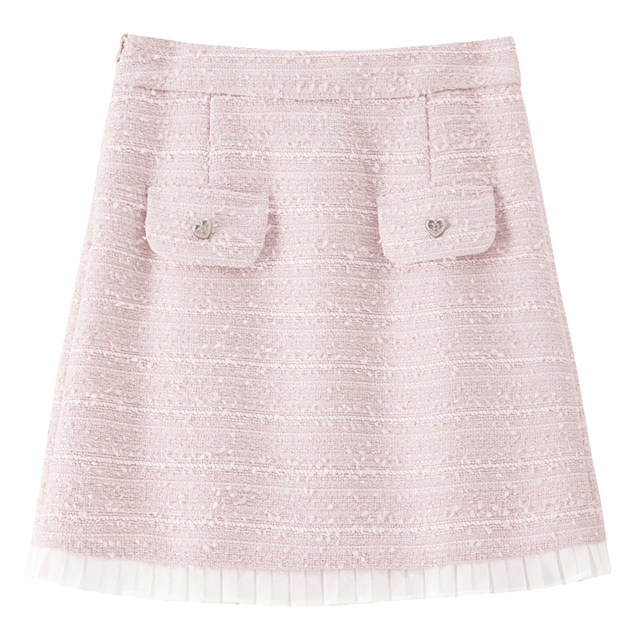 BANANA BABY Spring 2025 new sweet and elegant small fragrance skirt for women high waist splicing short skirt

