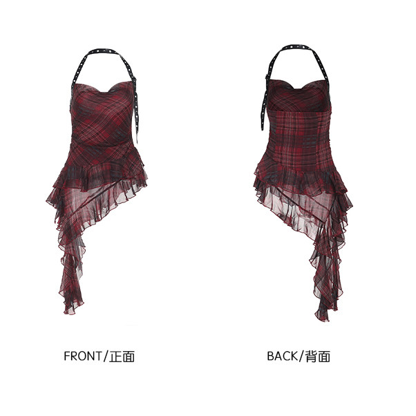 Wannathis Halloween subculture plaid vest hot girl Abi stage dancing singing uniform top