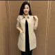 Mid-length temperament lapel air cotton jacket for women 2025 spring new solid color fashionable loose versatile trench coat for women
