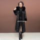 High-end fur one-piece winter velvet thickened hooded double-sided knee-length warm fur coat for women