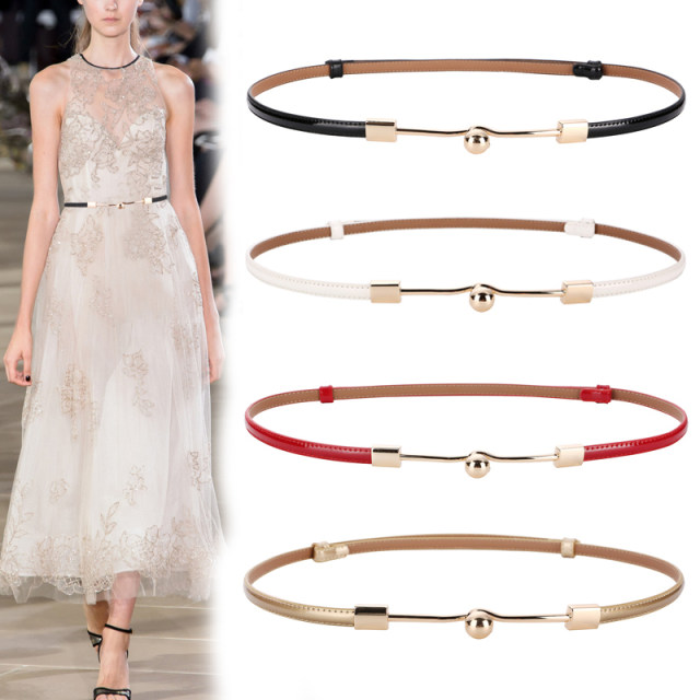 Simple skirt, thin belt, women's decorative dress, genuine leather, Korean style, versatile fashion, women's cowhide, thin belt, women's style