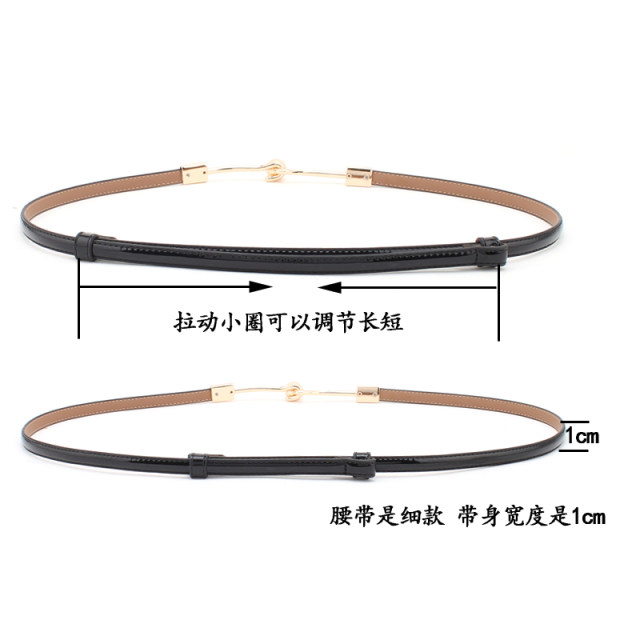 Simple skirt, thin belt, women's decorative dress, genuine leather, Korean style, versatile fashion, women's cowhide, thin belt, women's style
