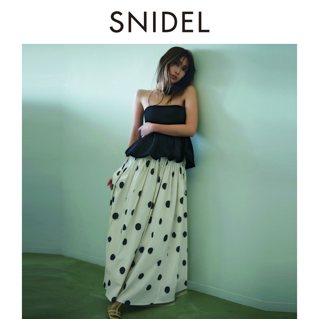 SNIDEL autumn and winter sweet high-waist lace-up hole-exposed waist A-line skirt SWFS244030