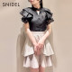 SNIDEL autumn and winter personality solid color high waist ruffled irregular pleated spliced ​​skirt SWFS234209
