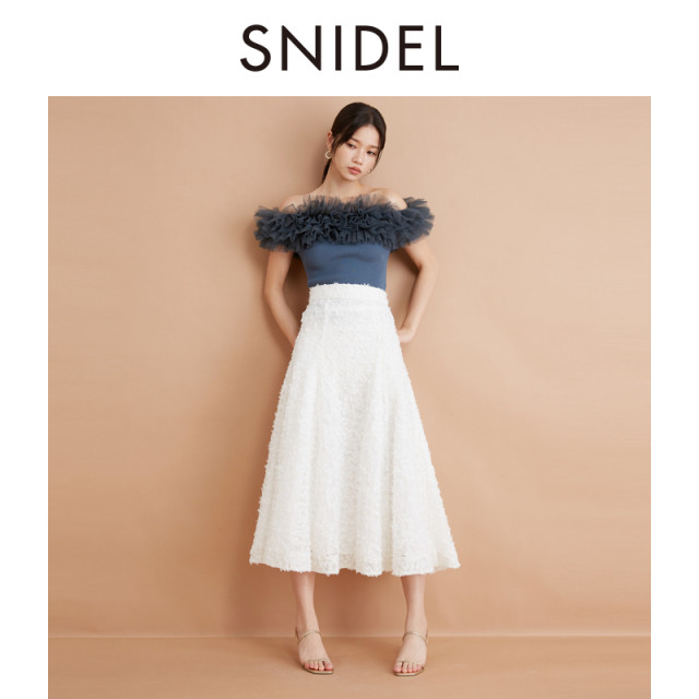 SNIDEL autumn and winter sweet high-waisted tulle embroidered jacquard A-line skirt SWFS244027