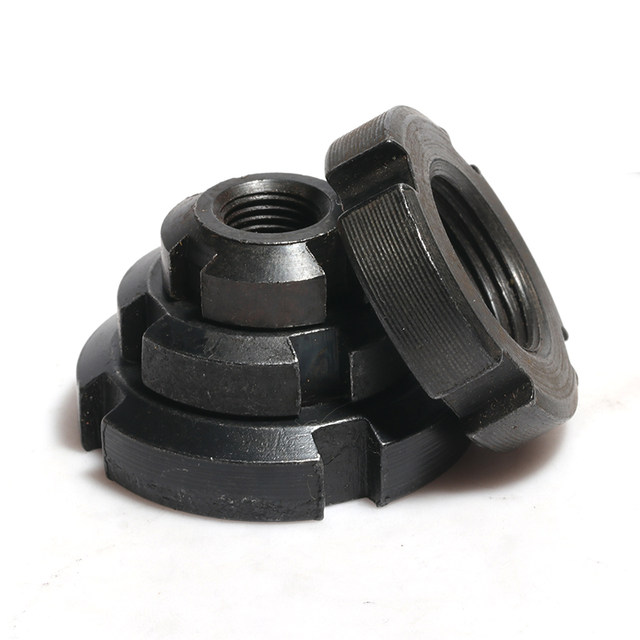 GB812 national standard round nut slotted lock nut anti-loosening stop nut four-slot nut and cap reverse tooth