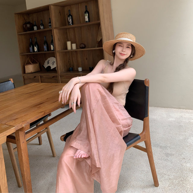 Tongse pine smoke pants cool summer skyline high waist wide-leg pants women's loose casual pants trousers