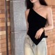 Irregular single-sided knitted camisole women's 2025 summer new Korean style fashionable outer shoulder top trend