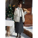 MISAZ textured items, wool blended color versatile mid-length skirt, piece-on decoration winter straight skirt
