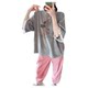 AMYOYOJA Spring New Style Korean Lace Cuff Cartoon Printed Velvet Fabric Round Neck Three-quarter Sleeve T-Shirt for Women

