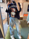 AMYOYOJA Korean new style 2024 spring super age-reducing terry cotton three-quarter sleeves old cartoon flesh-covering sweatshirt T for women