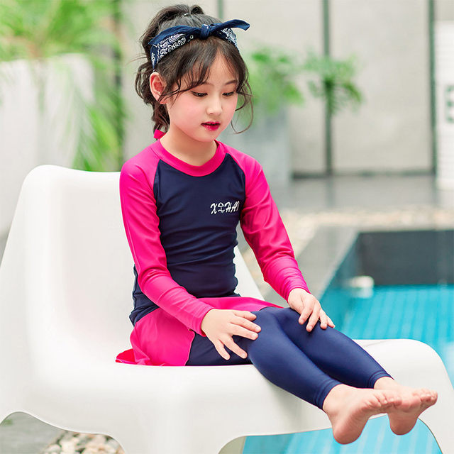 
Children's swimsuits, middle-aged and big children's diving suits, boys and girls long sleeves, long trousers, full-body sun protection, split skirt, jellyfish suit