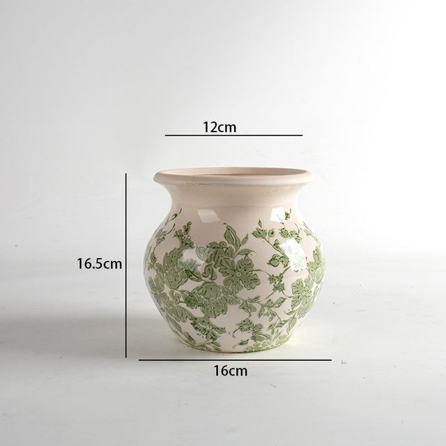 
Central and Northern European succulent ceramic ice-cracked glaze creative green plant pots and plant pots decals retro pastoral home gardening soft decoration