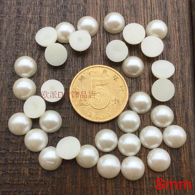 Half -face imitation pearl semi -circular flat -bottomed round bead -white half -face bead paste DIY handmade bow hair jewelry beads