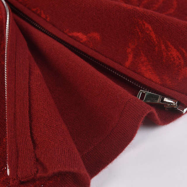 100% pure woolen sweater zipper jacket for over 50-year-old western-style mother’s top, thickened knitted cardigan for middle-aged and elderly ladies