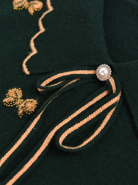 100%pure woolen sweater women autumn and winter new middle -aged and elderly mothers dress top, lapels, western sweater sweater sweater