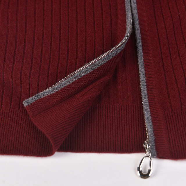 100% pure woolen sweater for middle-aged and elderly autumn and winter new style knitted cardigan for mother zipper lapel sweater jacket for women loose