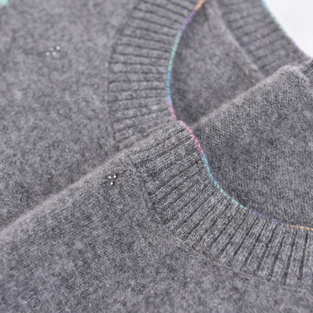 100% pure wool sweater women's autumn and winter middle-aged mother's round neck sweater top temperament versatile bottoming shirt