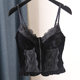 Autumn and winter inner wear, slim and fashionable lace splicing, bottoming top with breast pads, sweet fungus-edged velvet suspenders