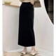 High-waisted slim straight skirt for women with long autumn and winter new style versatile black rear slit one-step hip-wrap skirt