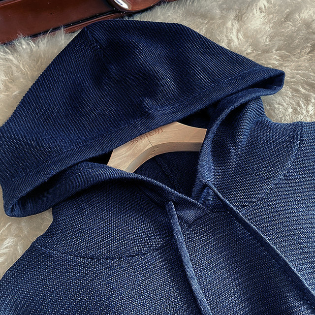 Hooded 100 pure wool knitted dress for women's autumn and winter large size base skirt loose mid-length thick sweater skirt