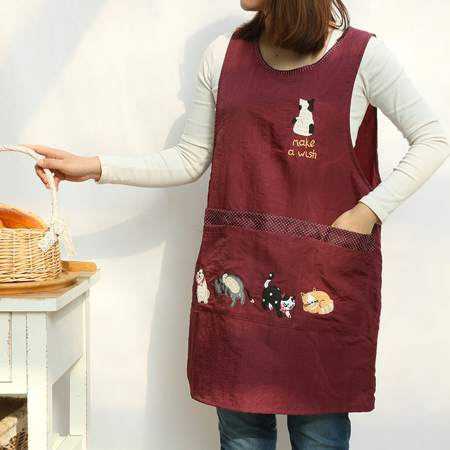 Gardening princess style oil-proof cartoon kitchen back-wearing coat baking floral painting work clothes sleeveless apron
