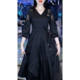 2025 Spring and Autumn New Large Size Seven-Cropped Sleeve Dress Women's Elegance V-neck Hollow Waist Slimming Mid-length Skirt
