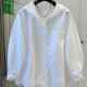 European station splicing fashionable hooded lace hem long sleeve lace shirt women's shirt fashionable loose white jacket

