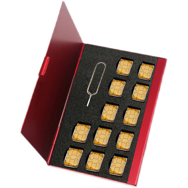 Mobile phone card storage box, aluminum alloy sim card bag, 24 nano sim card sorting box, card box, needle delivery