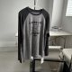 New early spring style retro gray spliced ​​trolley sleeve round neck long sleeve T-shirt niche design base top