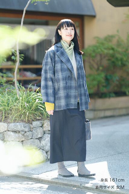 Sousou purchases Japanese Kyoto women's double-breasted wool coat with curved sleeves wide sleeves short style blue brown