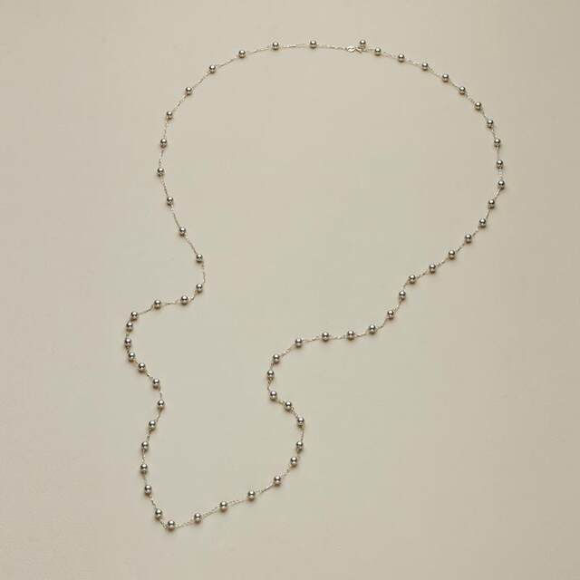 AHCHOO niche Jingshe style long S925 sterling silver necklace is really hemp silver gray pearl sweater chain can be folded