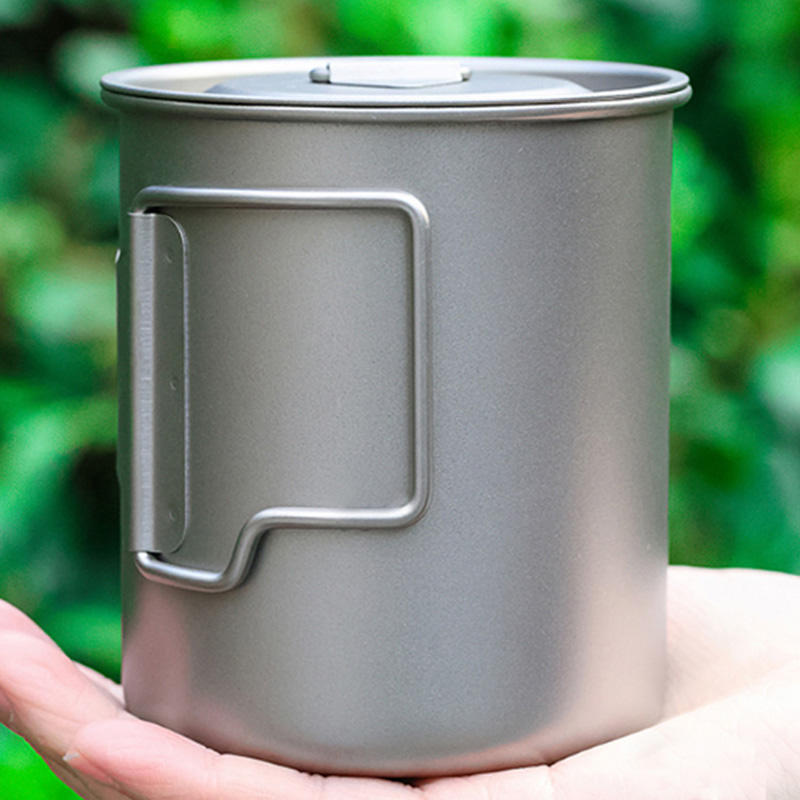 户外纯钛杯超轻折叠水杯盖宽口咖啡杯登山便携办公旅行茶杯野营杯