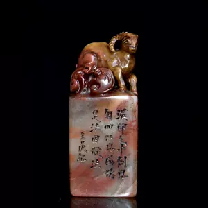 寿山石 田黄石 獅子彫刻 置物 印材 印章 中国掛軸 篆刻 | www