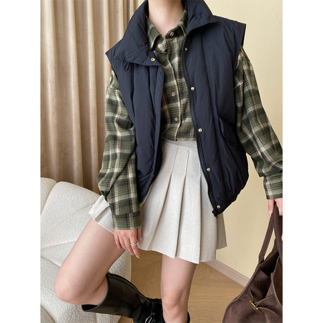 Sinan 2025 spring, autumn and winter fashionable items, woolen thickened commuter high waist A-line skirt, pleated half-body skirt